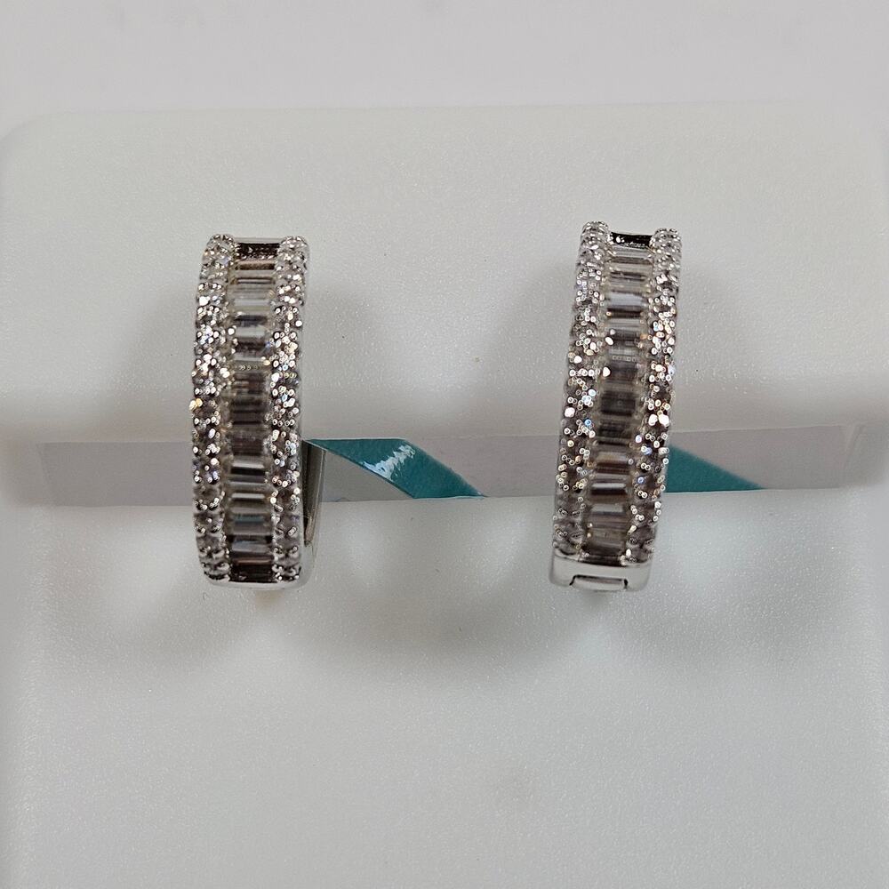 925 Sterling Silver Moissanite Hoop Earrings 0.80 CTW D Color